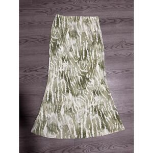 Yellow The Label Olive Green Abstract Tiger Print Maxi Skirt Large Womens